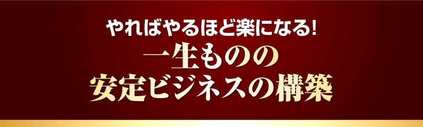 やればやるほど楽になる！一生ものの安定ビジネスの構築